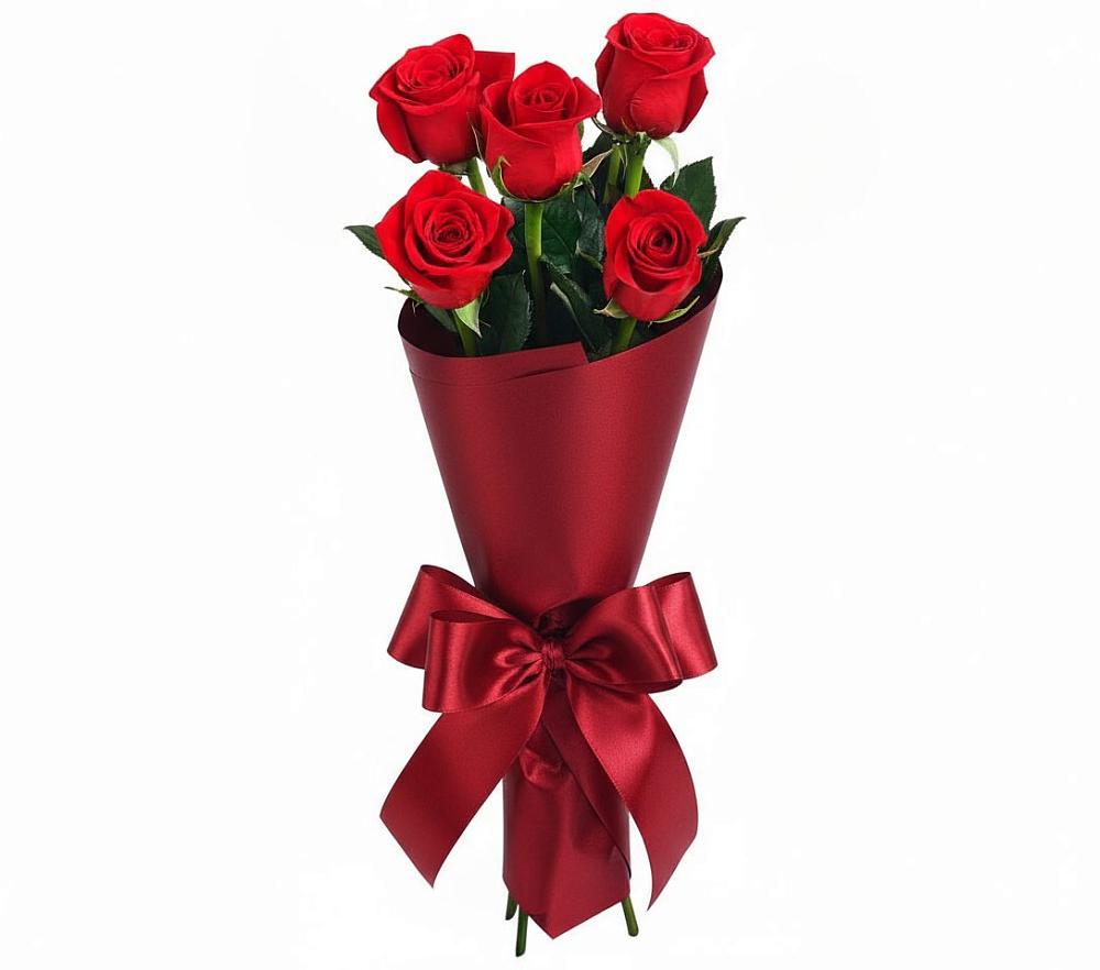 Букет 5 Красных роз Эдлесс Лав в Лукерьино