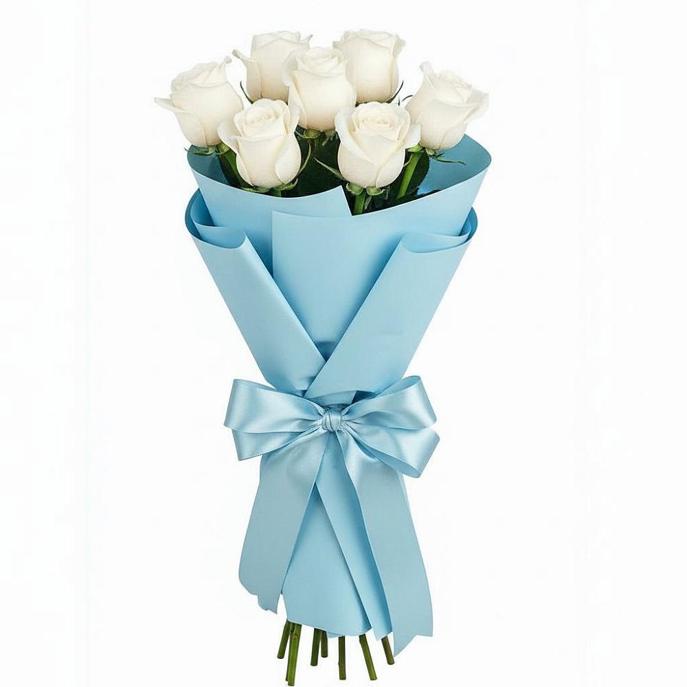 Букет 7 белых роз Проуд в Лукерьино