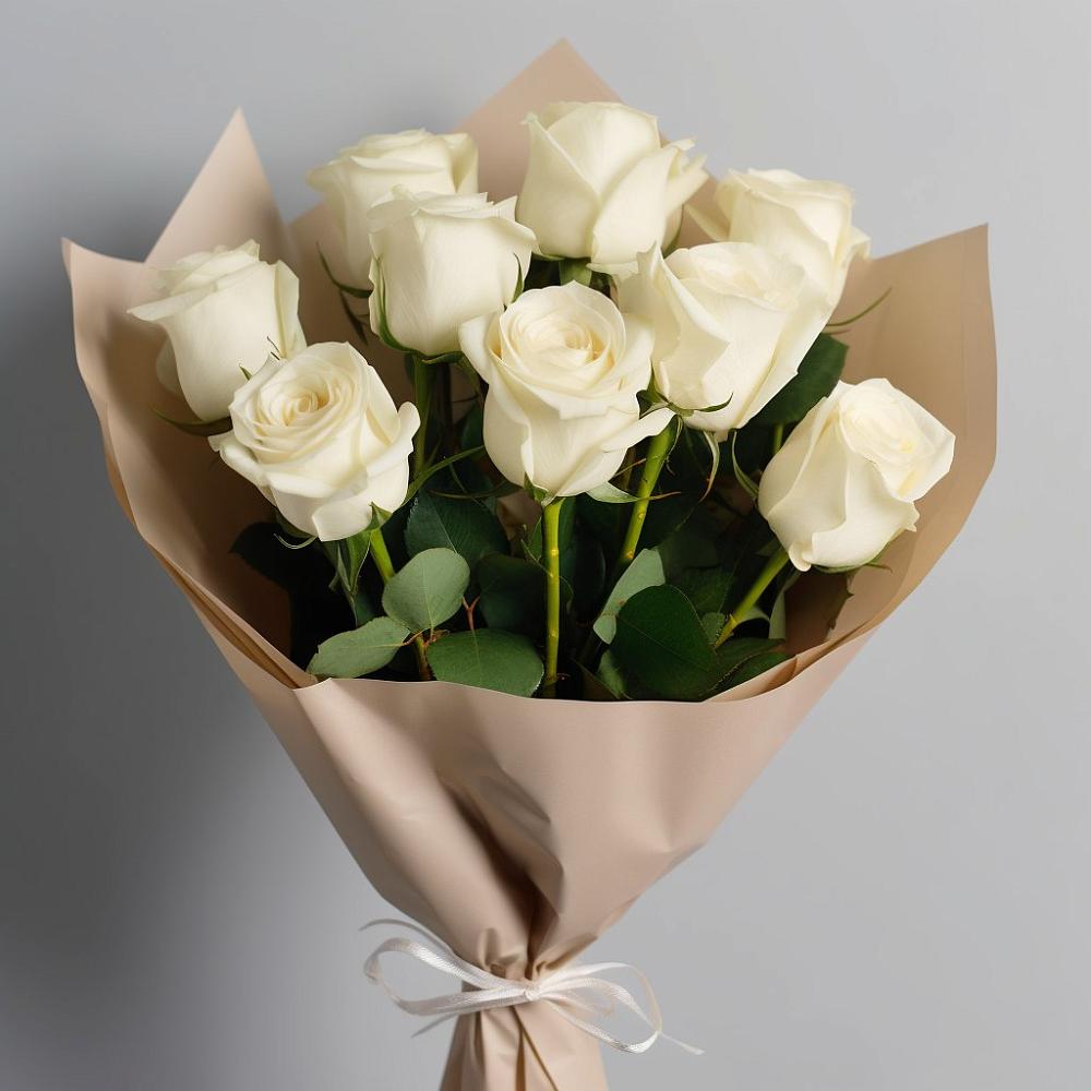 Букет 9 Белых роз Эдлесс Лав в Лукерьино