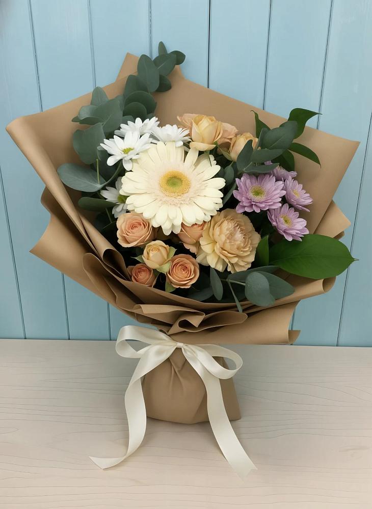 Букет цветов из: Герберы и Хризантемы в Лукерьино