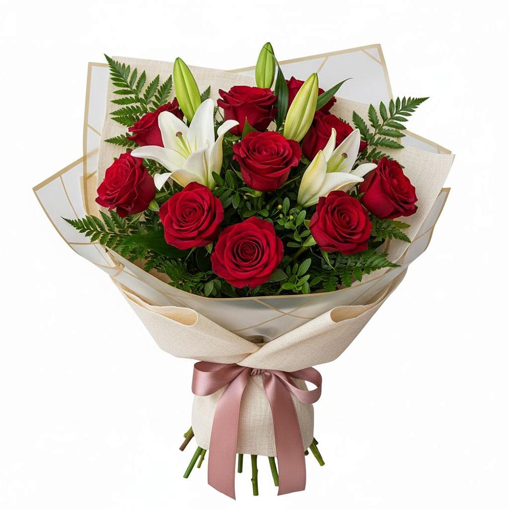 Букет цветов из: Лилии и Розы в Лукерьино