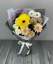 Букет цветов из:  Розы, Герберы и Хризантемы в Лукерьино