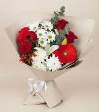 Букет цветов из:  Розы, Хризантемы, Герберы и Лилии в Лукерьино