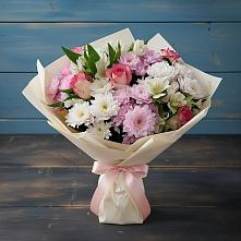 Букет цветов из:  Хризантемы, Альстромерии и Розы в Лукерьино