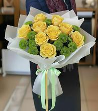 Букет цветов из:  Хризантемы и Розы в Лукерьино