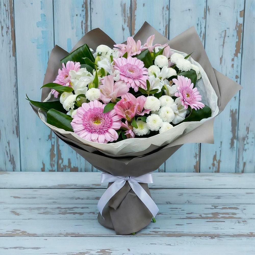 Букет цветов из: Герберы, Альстромерии и Хризантемы в Лукерьино