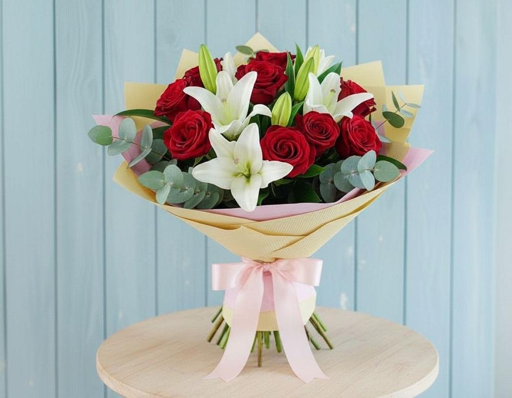 Букет цветов из: Лилии и Розы в Лукерьино